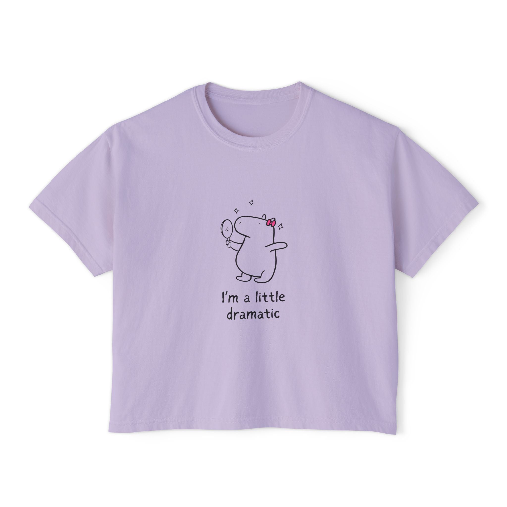 Funny Womens Boxy Tee - "I'm a little dramatic" Capybara Boxy Tee