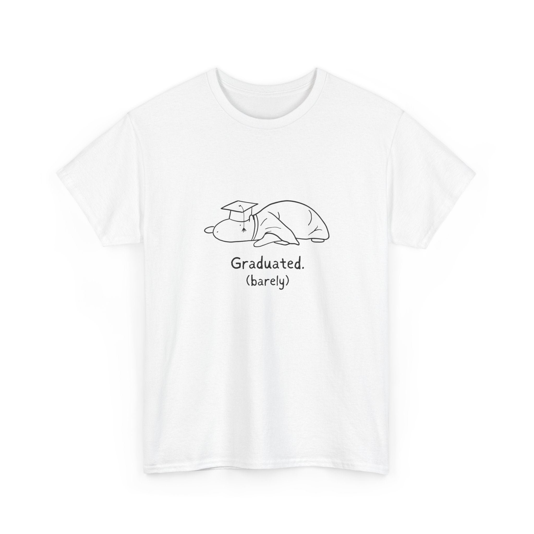 Funny Graduation Shirt – “Graduated (Barely)” Capybara Heavy Tee
