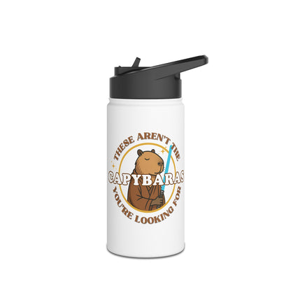 Star Wars Kids Water Bottle – These Aren’t the Capybaras You’re Looking For – Funny Obi-Wan Capybara Parody – 12oz Stainless Steel Bottle – Sci-Fi Gift