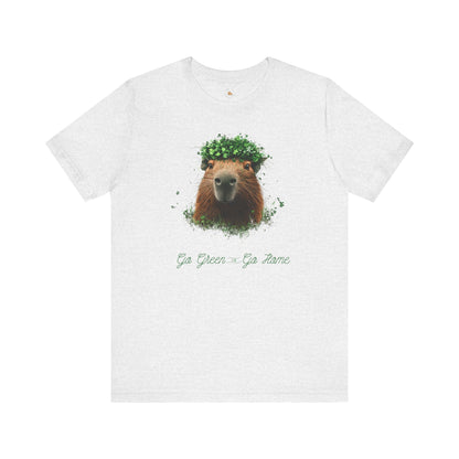 St Patrick's Day Go Green or Go Home Tee - St Patrick's Day Feeling Lucky Tee - Green Clover Capybara Unisex Jersey Short Sleeve Shirt