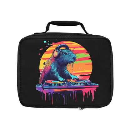 Personalized Kids Lunchbox – DJ Capybara Design – Custom Name Option – Vibrant Music-Themed Lunch Bag for Boys and Girls