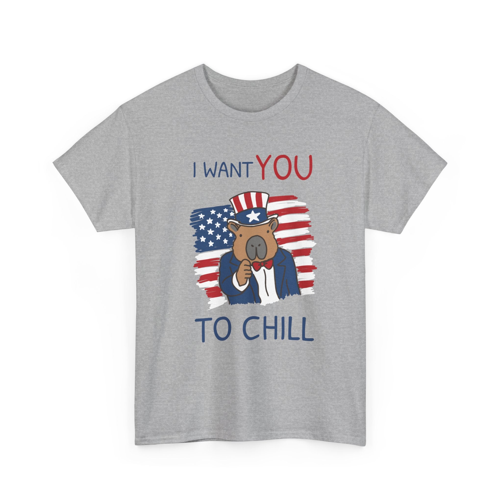 I Want You to Chill Capybara Patriotic Heavy Tee