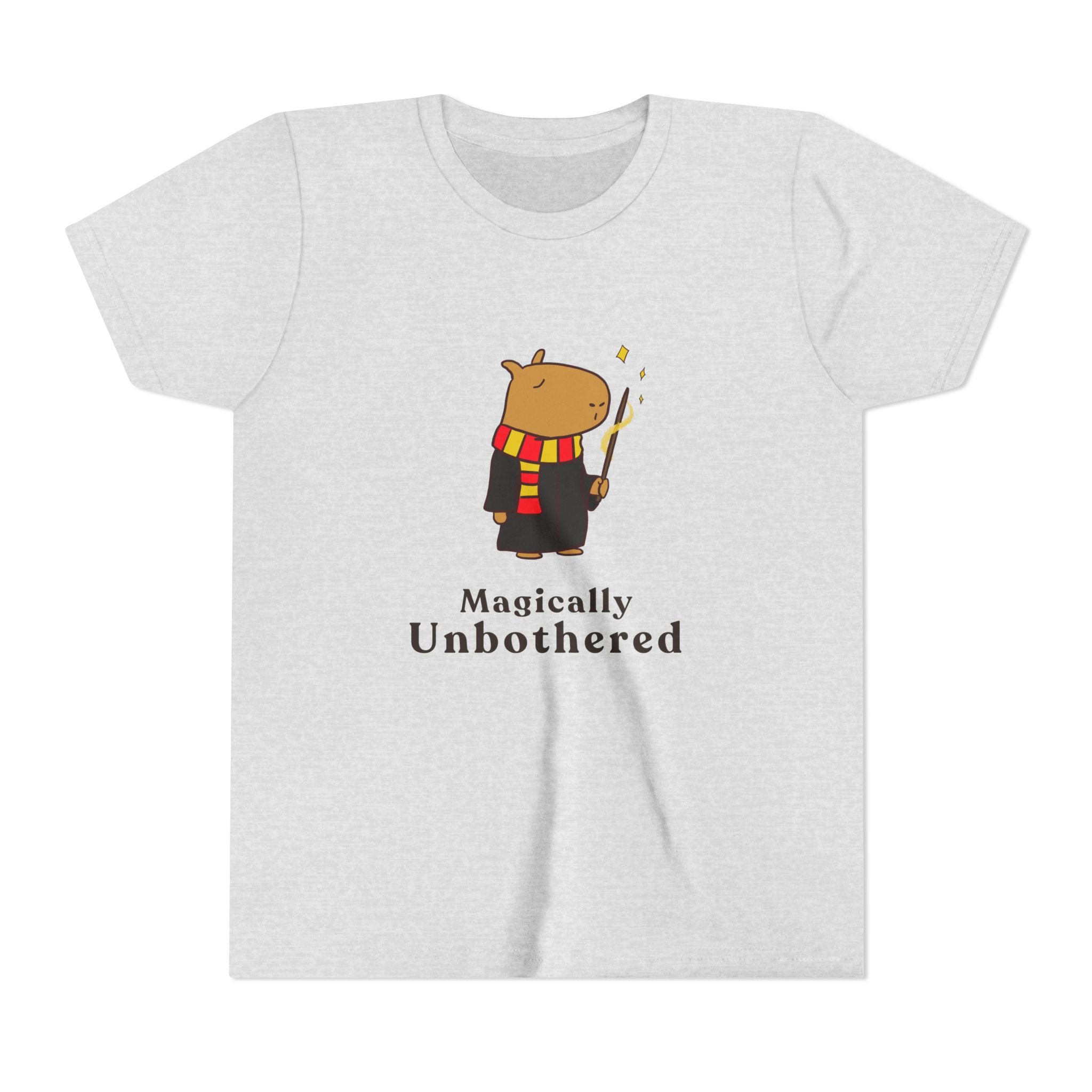 Magically Unbothered Kids Shirt | Chill Wizard Capybara Graphic Youth Tee