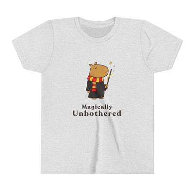 Magically Unbothered Kids Shirt | Chill Wizard Capybara Graphic Youth Tee