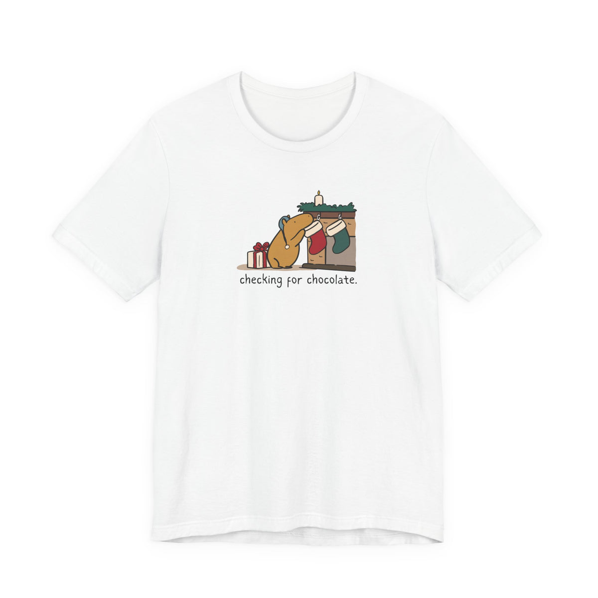 Checking for Chocolate Funny Christmas Capybara Softstyle Tee