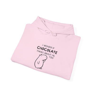 I Wonder If Chocolate Thinks About Me Too | Funny Capybara Hoodie