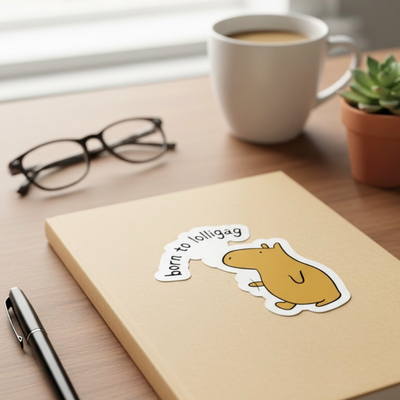 Born to Lolligag Capybara Die Cut Vinyl Sticker
