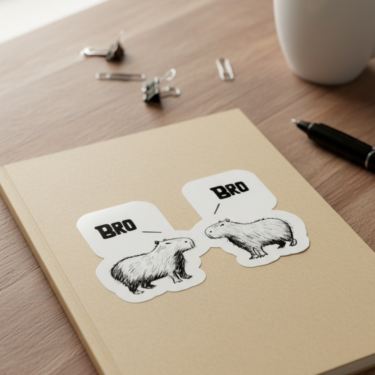 Bro Bro Capybara Die Cut Vinyl Sticker