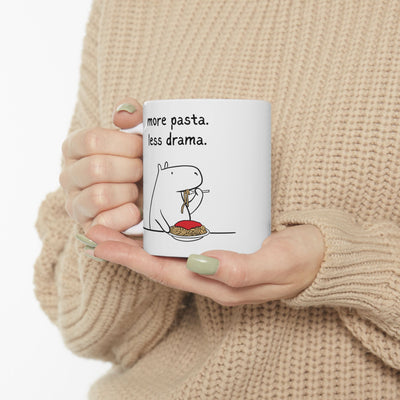 "More Pasta.  Less Drama." Capybara Carb Lovers Mug