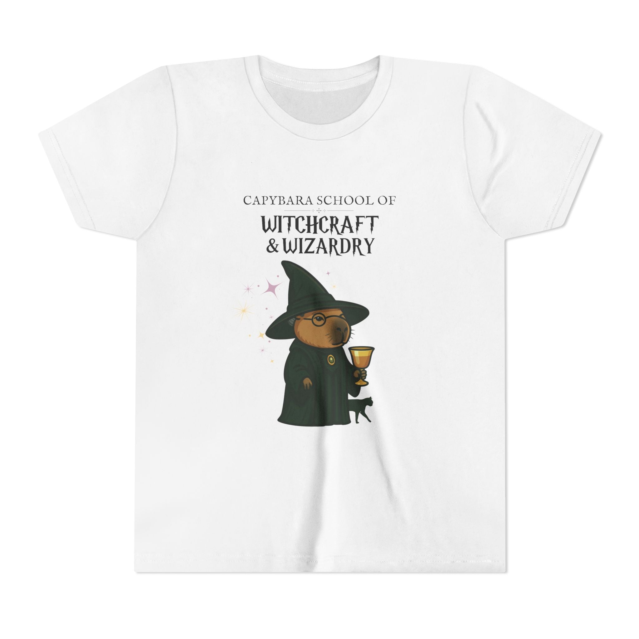 Whimsical Youth Tee - Capybara Professor McGonagall Shirt, Capybara School of Witchcraft & Wizardry, Funny Harry Potter Parody | Magical Fandom Gift |  Unisex Tee