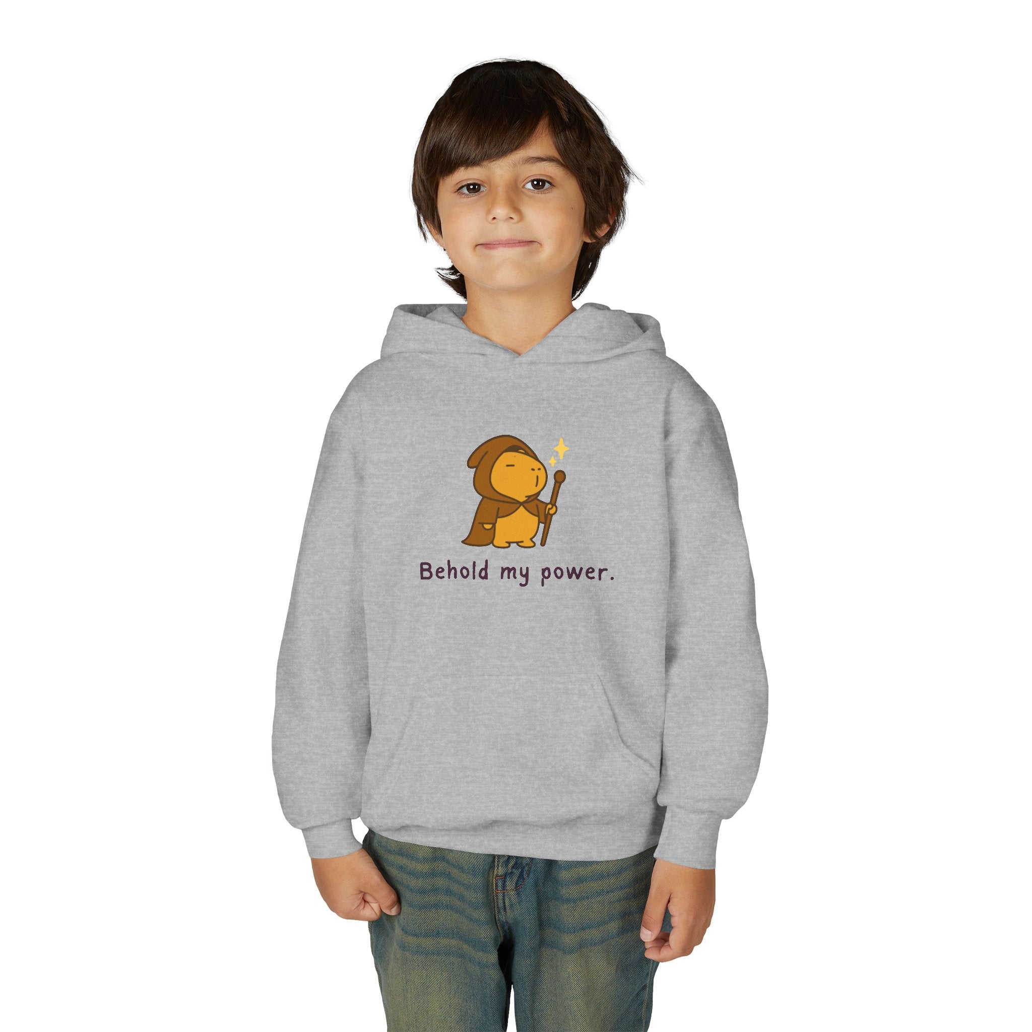 Behold My Power Kids Hoodie — Cozy Wizard Capybara Hoodie for Children | Cute Fantasy Sweatshirt