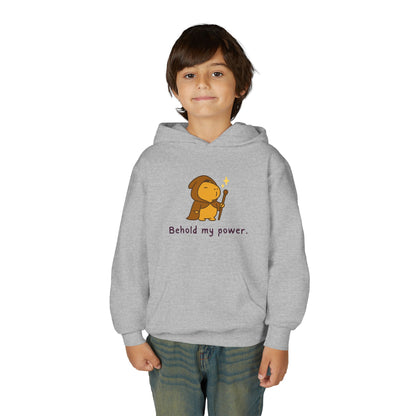 Behold My Power Kids Hoodie — Cozy Wizard Capybara Hoodie for Children | Cute Fantasy Sweatshirt