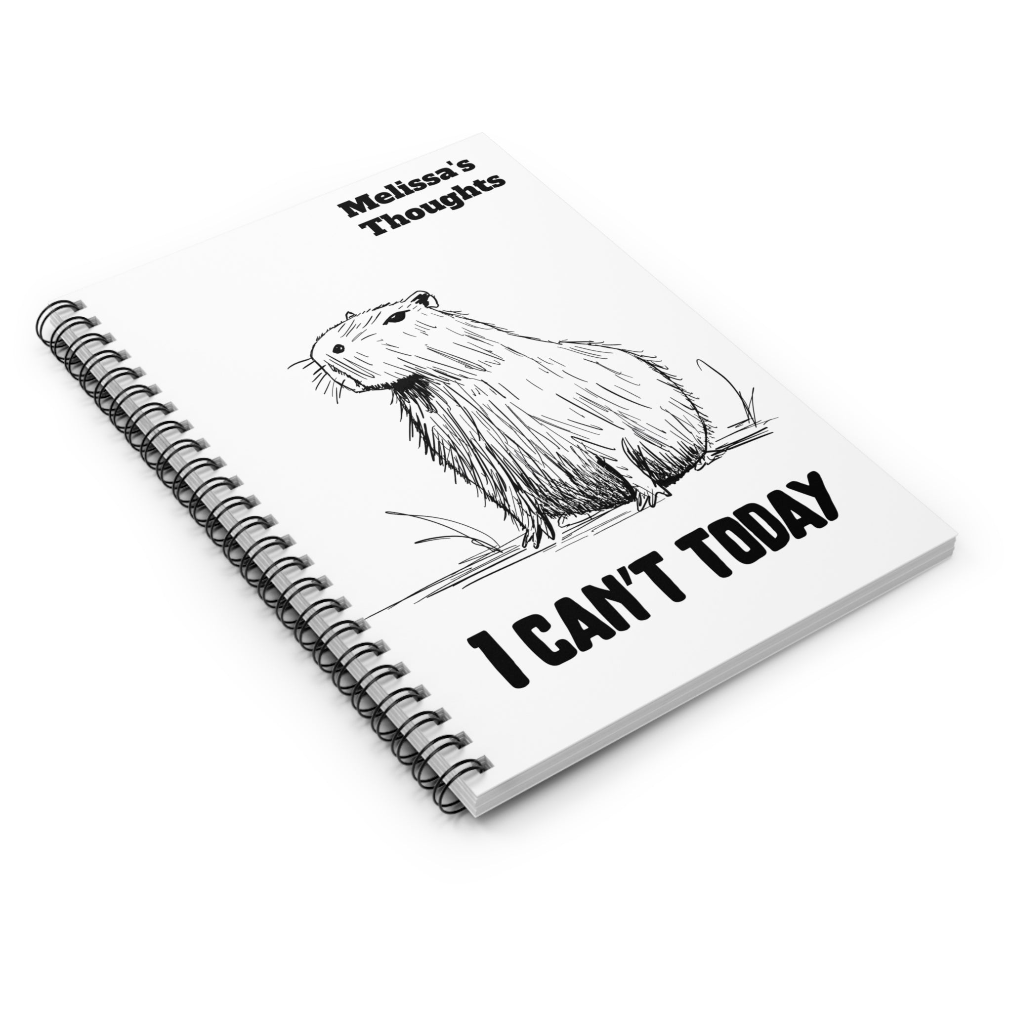 Personalized “I Can’t Today” Capybara Journal – Funny Custom Notebook