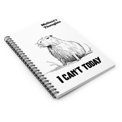 Personalized “I Can’t Today” Capybara Journal – Funny Custom Notebook