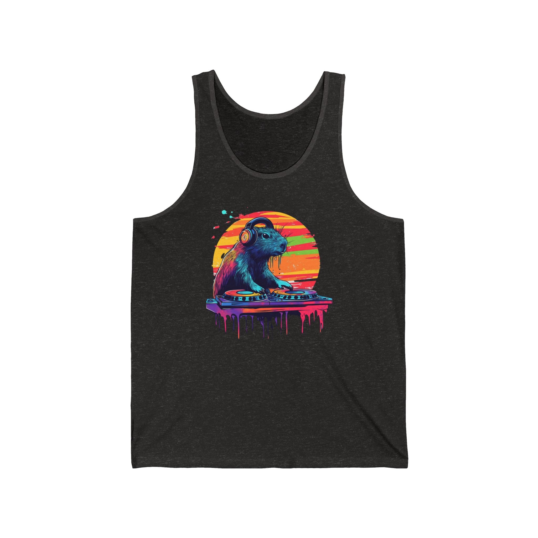 DJ Capybara Double Turntable - Unisex Adult Jersey Tank