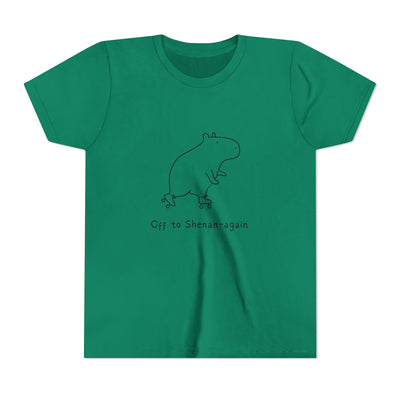 Off to Shenan-Again Kids Shirt – Funny Capybara Graphic Tee