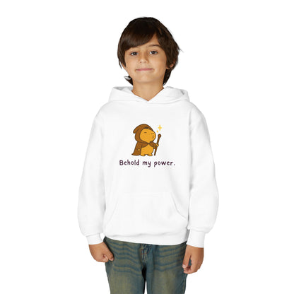 Behold My Power Kids Hoodie — Cozy Wizard Capybara Hoodie for Children | Cute Fantasy Sweatshirt