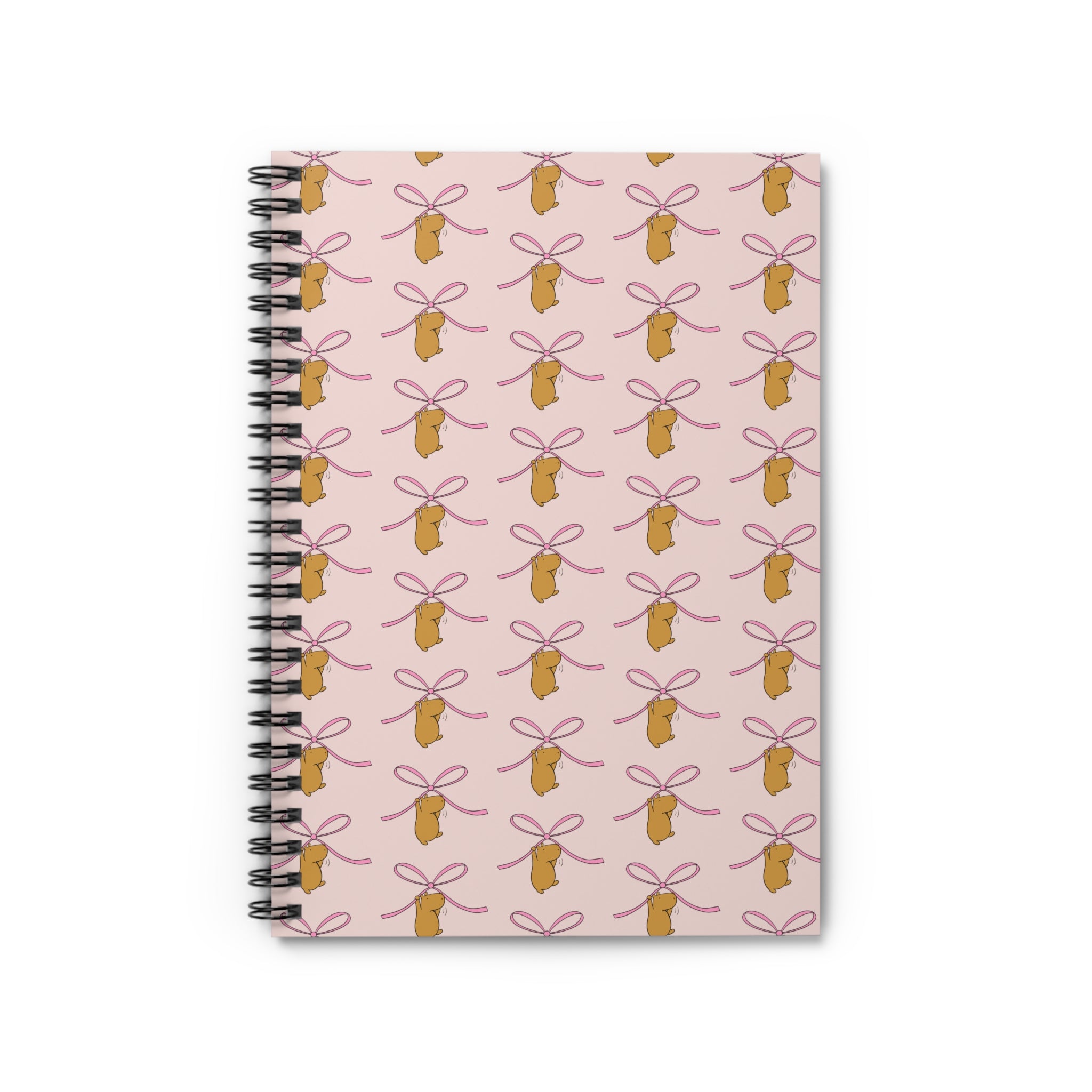 Cute Capybara Notebook – Pink Bow Pattern Journal