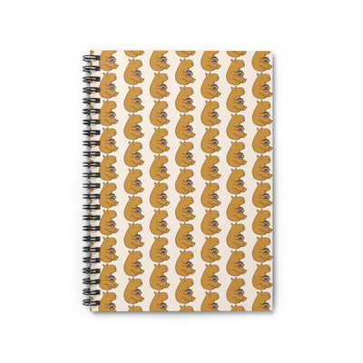 Notebook with a pattern of capybaras drinking coffee on a beige background