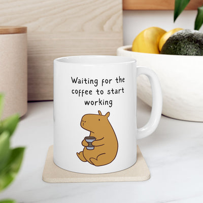 Waiting for the Coffee to Start Working Capybara Mug