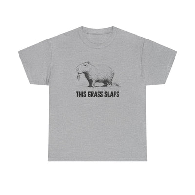 This Grass Slaps T-Shirt | Funny Chill Graphic Heavy Cotton Tee - detail view