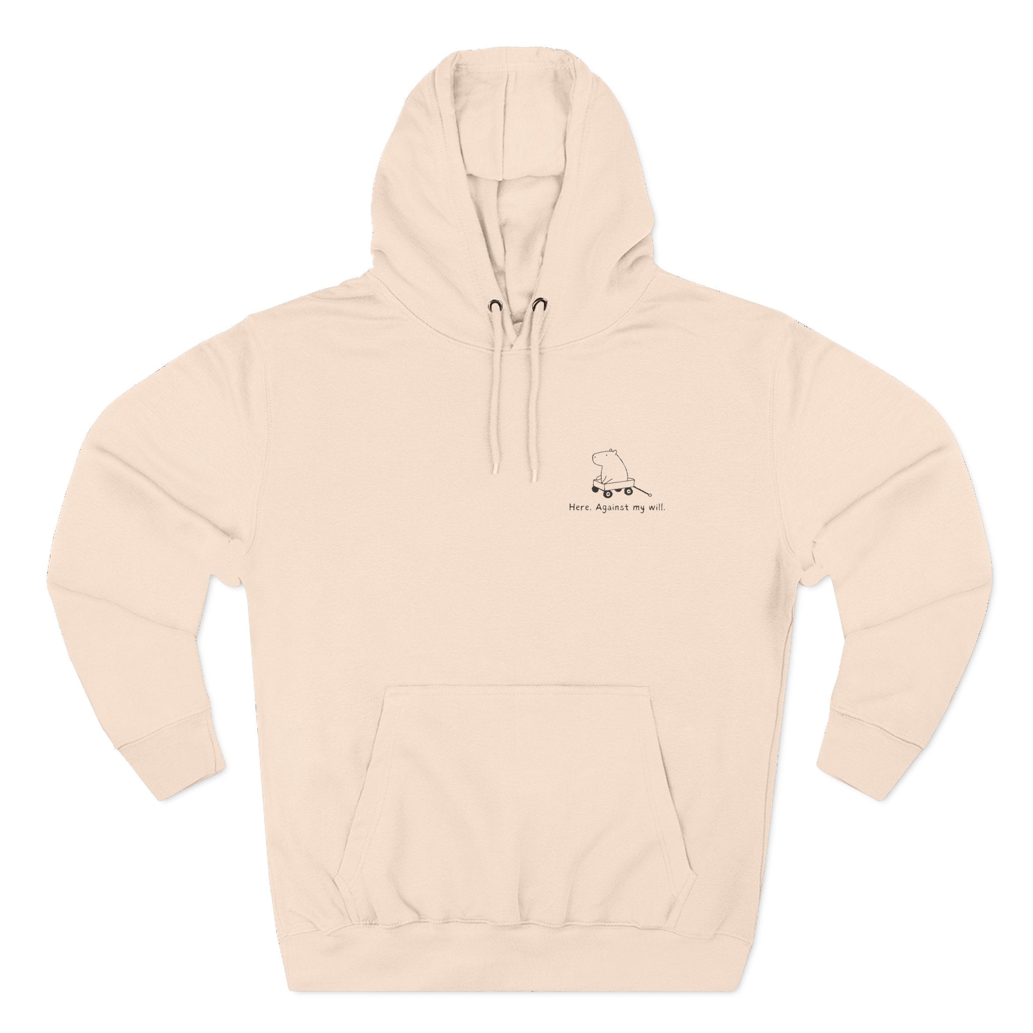 "Here Against My Will" - Embroidered Funny Capybara Premium Hoodie