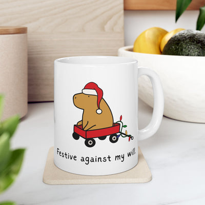 Festive Against My Will Capybara Mug