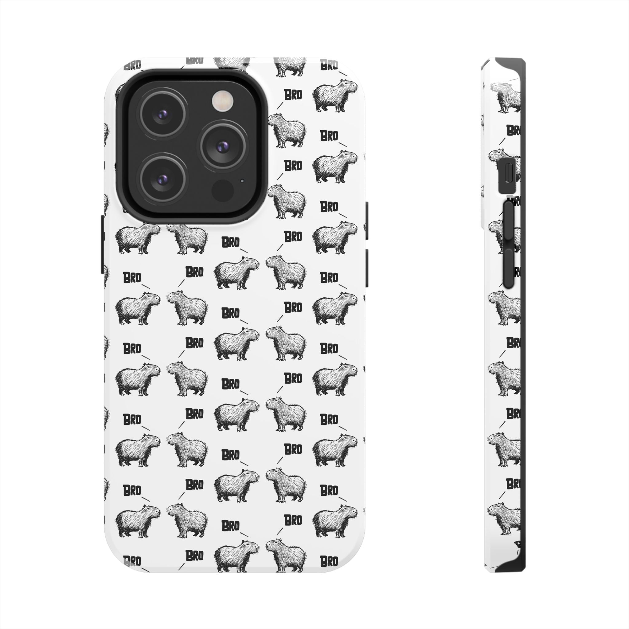 “Bro, Bro" Patterned Funny Capybara Phone Case
