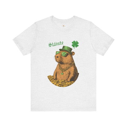 St Patrick's Day Slainte Tee - Gangster Capybara Unisex Jersey Short Sleeve Shirt