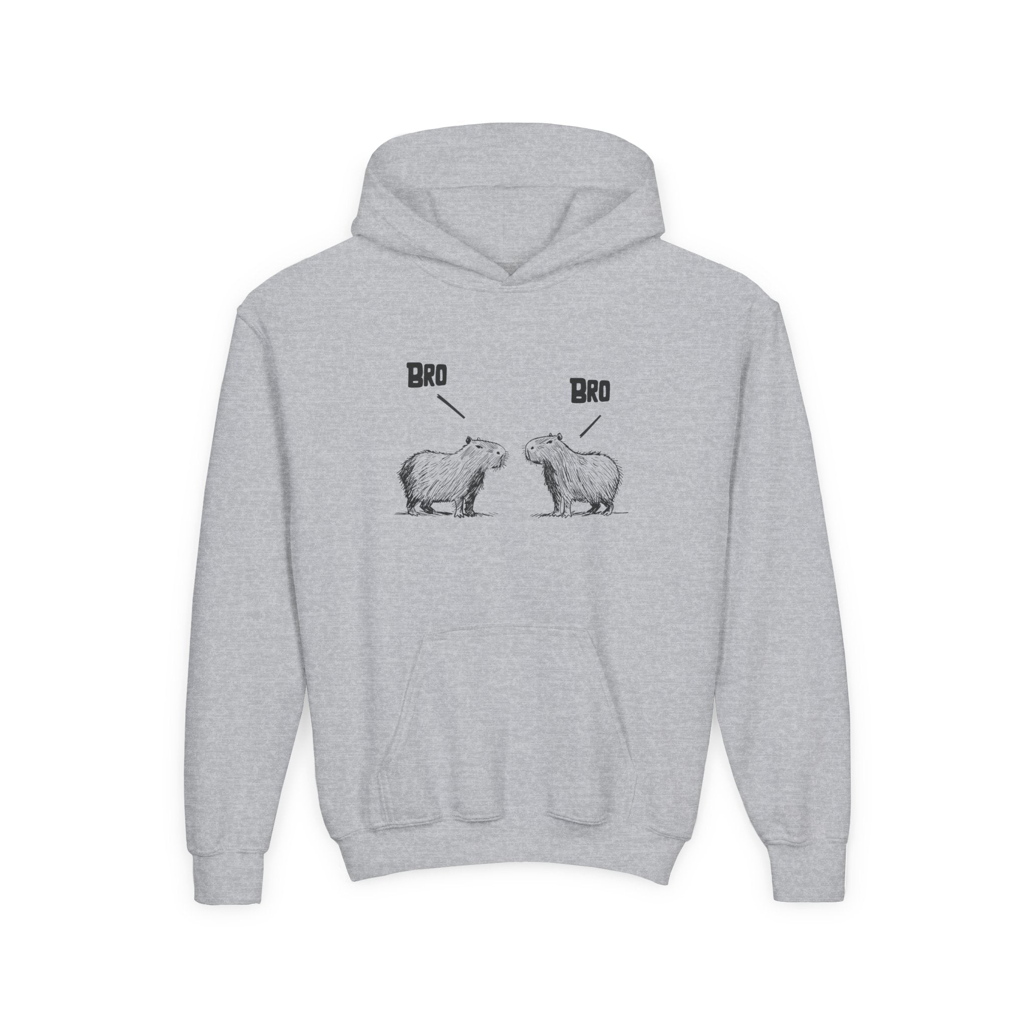 Funny Capybara Kids Hoodie “Bro Bro” – Cute Chill Graphic Sweatshirt for Boys & Girls