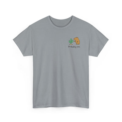 “Probably Fine.” Left Logo Capybara Cactus Heavy Tee