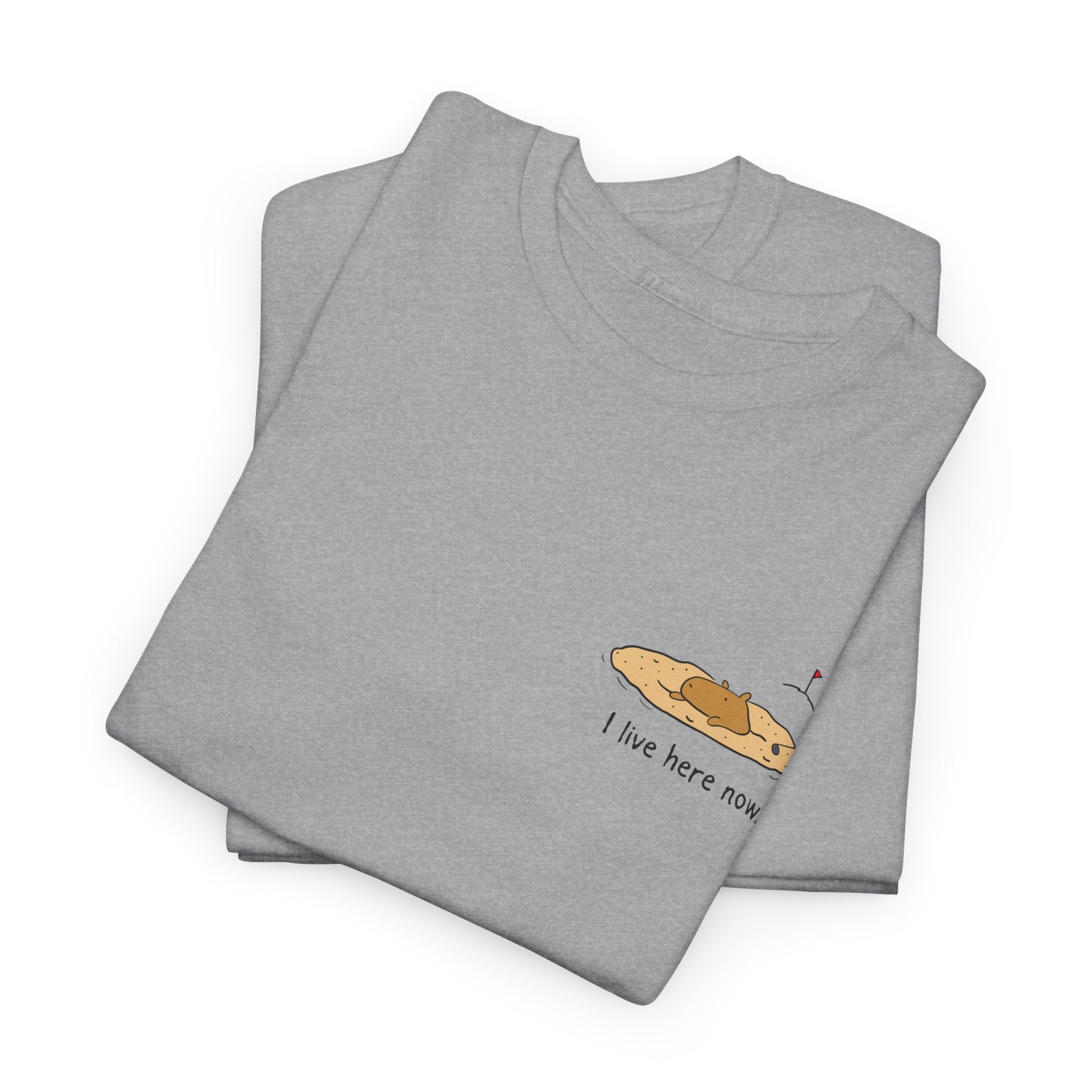 "I live here now"- Capybara Bunker Left Chest Heavy Tee