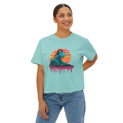 DJ Capybara Double Turntable - Women's Boxy Shirt
