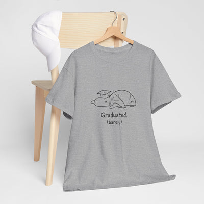 Funny Graduation Shirt – “Graduated (Barely)” Capybara Heavy Tee