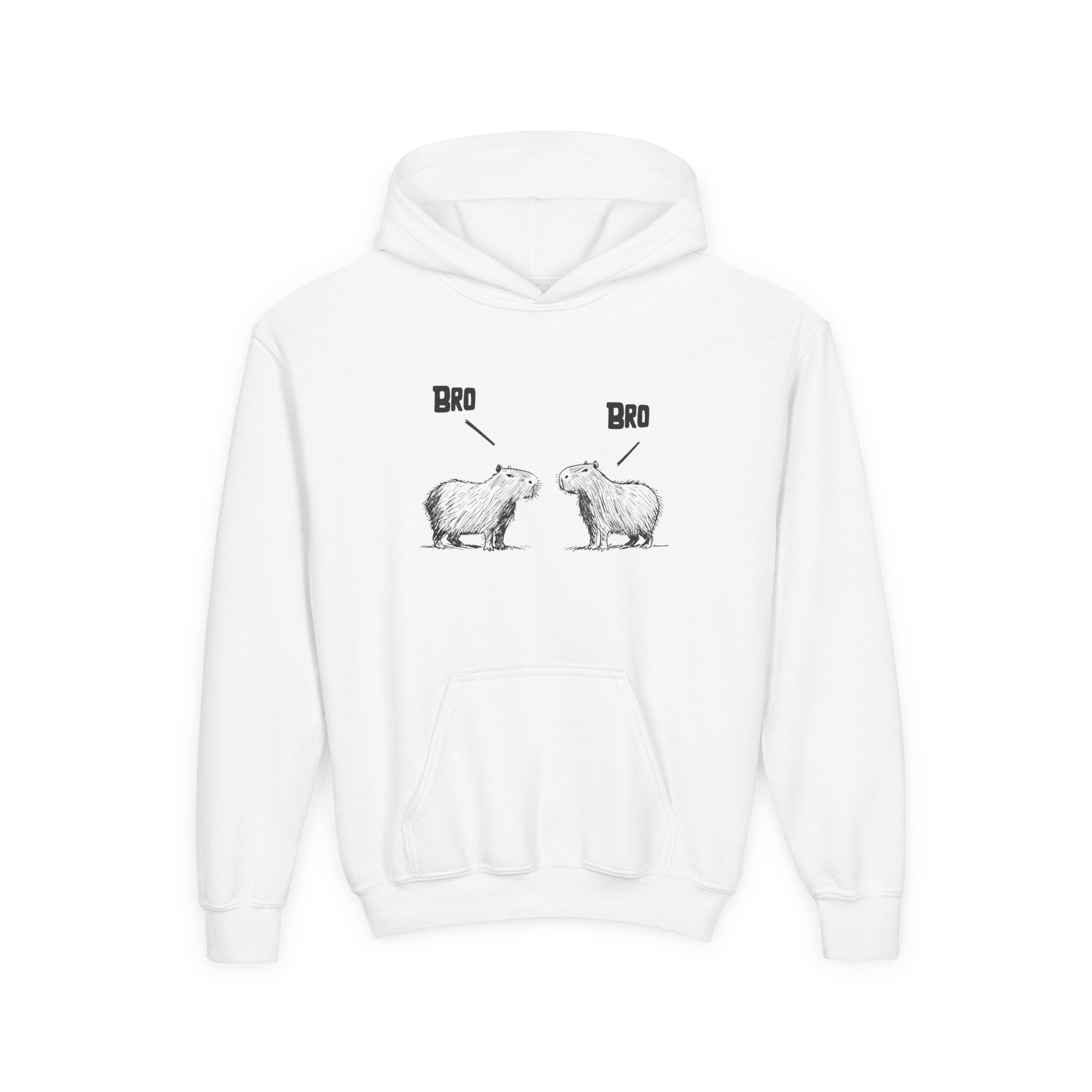 Funny Capybara Kids Hoodie “Bro Bro” – Cute Chill Graphic Sweatshirt for Boys & Girls