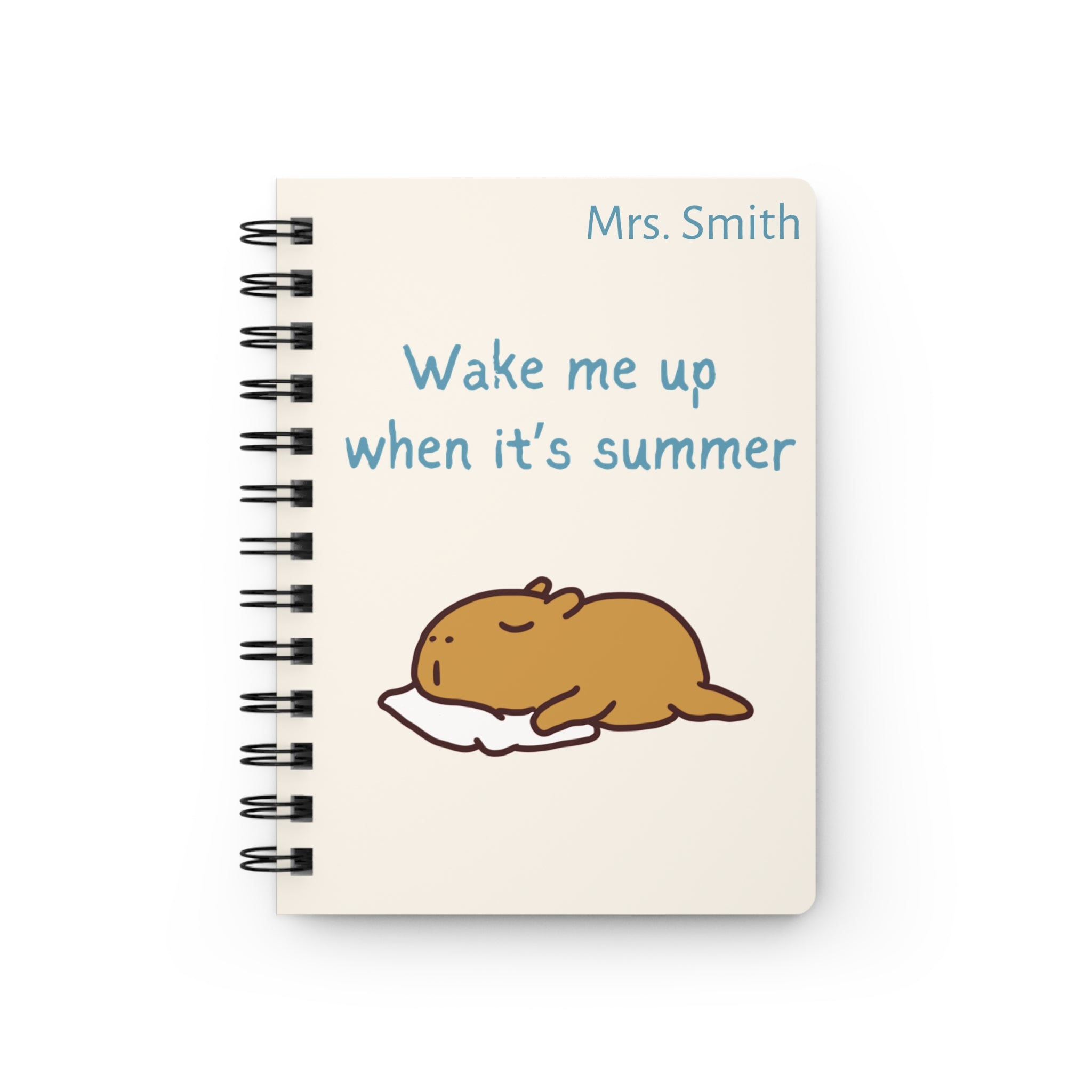 Personalized Teacher Appreciation Notebook – Custom End of Year Teacher Gift – “Wake Me Up When It’s Summer”