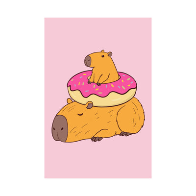 Cute & Funny Capybara Wall Art Print – Capybara Donut Bliss