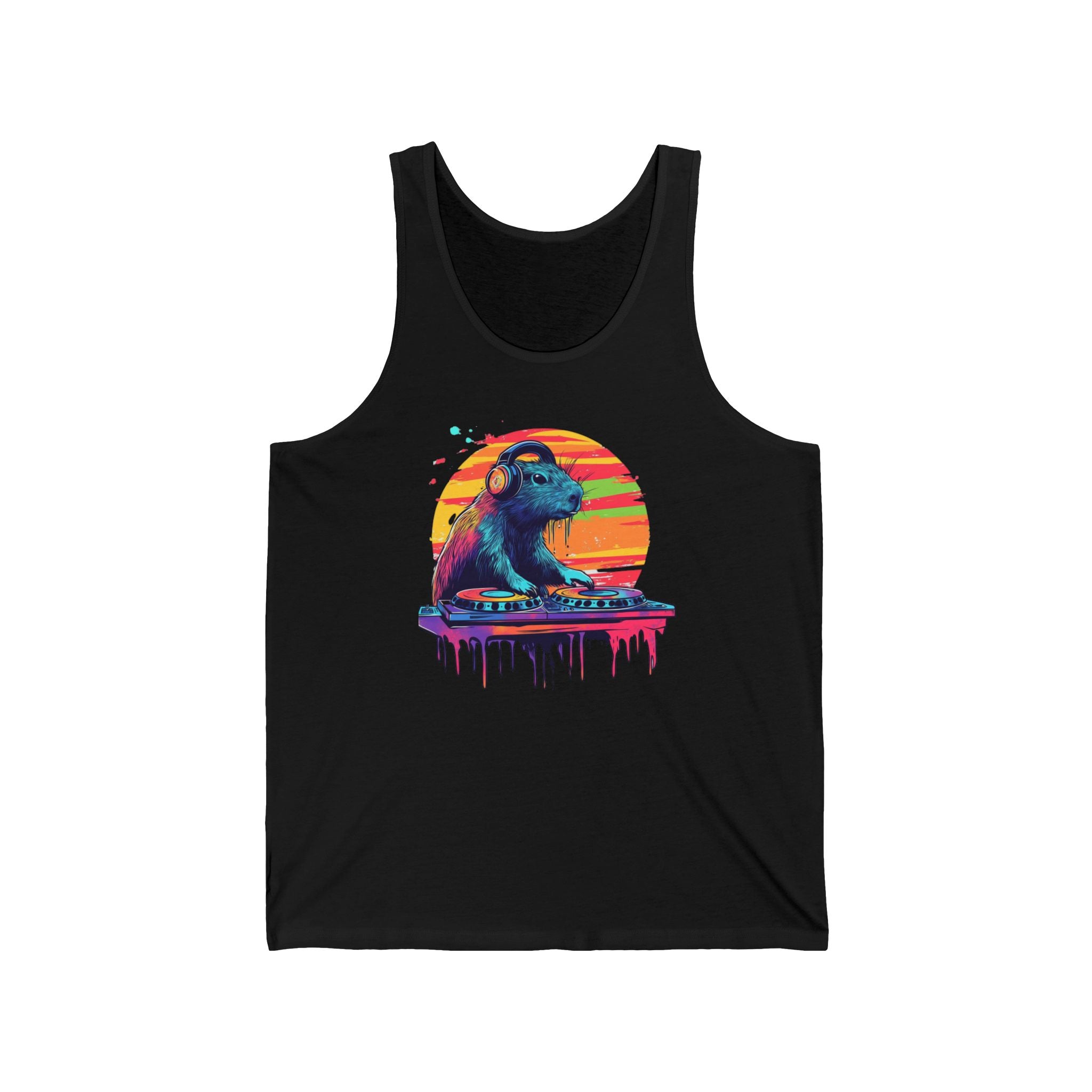 DJ Capybara Double Turntable - Unisex Adult Jersey Tank