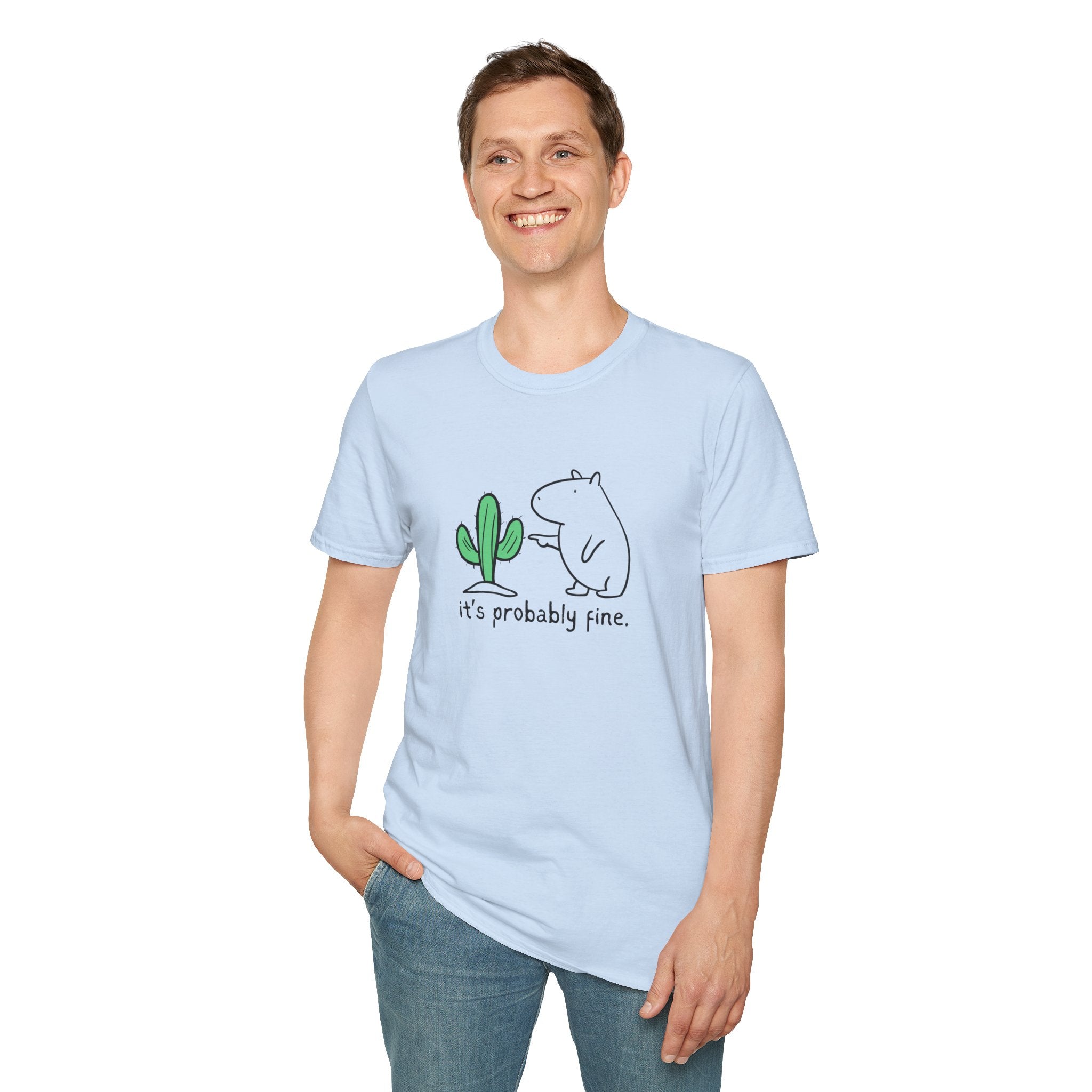 “It's Probably Fine” Funny Capybara Cactus Softstyle Tee