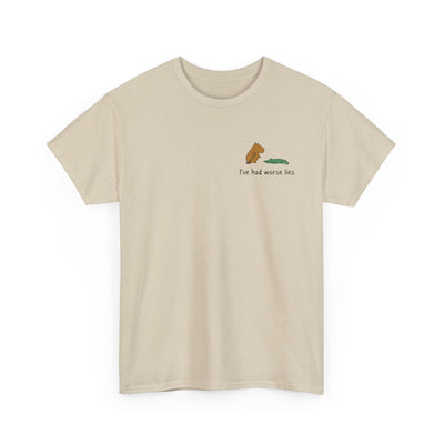 "I've had worse lies" - Funny Golf Capybara Left Logo Heavy Tee