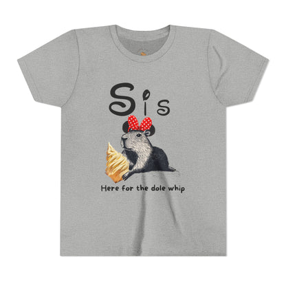 Sis Theme Park Here for the Dole Whip Tee -  Capybara Youth Unisex Jersey Short Sleeve Shirt