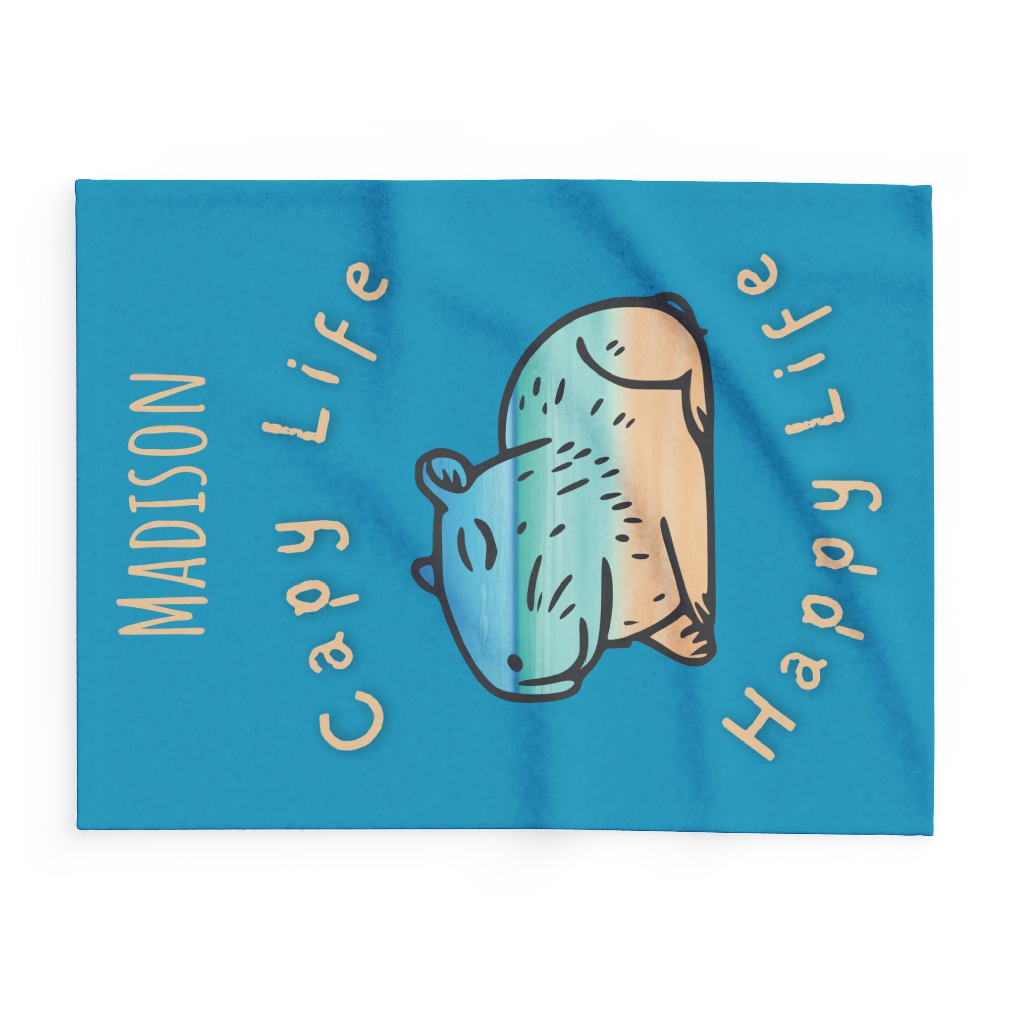 Capy Life Happy Life Personalized Blanket | Custom Name Fleece Throw | Cozy Capybara Gif
