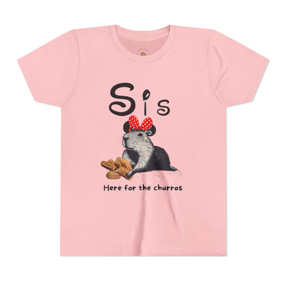 Sis Theme Park Here for the Churros Tee -  Capybara Youth Unisex Jersey Short Sleeve Shirt