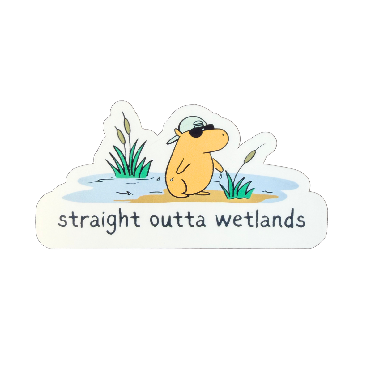 Straight Outta Wetlands – Die Cut Capybara Sticker