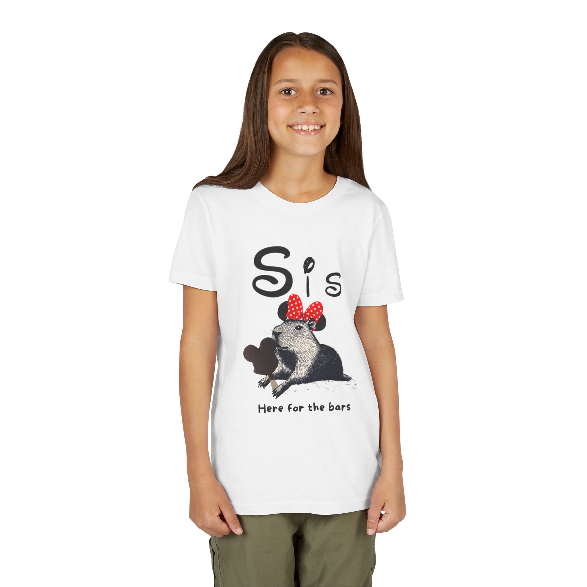 Sis Theme Park Here for the BarsTee -  Capybara Youth Unisex Jersey Short Sleeve Shirt