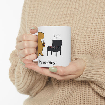 "I'm Working" Capybara Grillmaster Coffee Mug