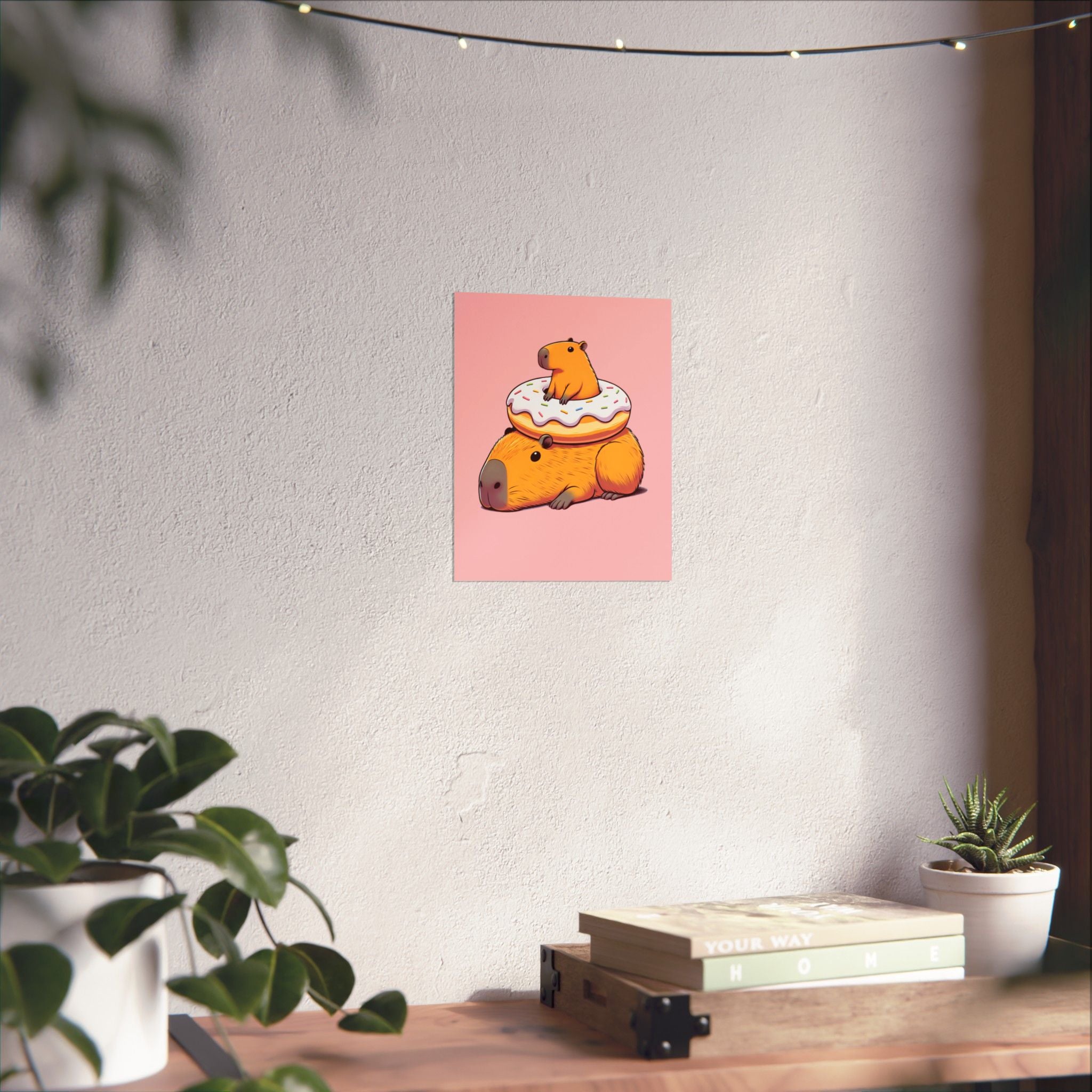 Cute & Funny Capybara Wall Art Print – Capybara Donut Bliss