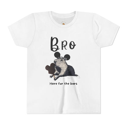 Bro Theme Park Here for the Bars Tee -  Capybara Youth Unisex Jersey Short Sleeve Shirt