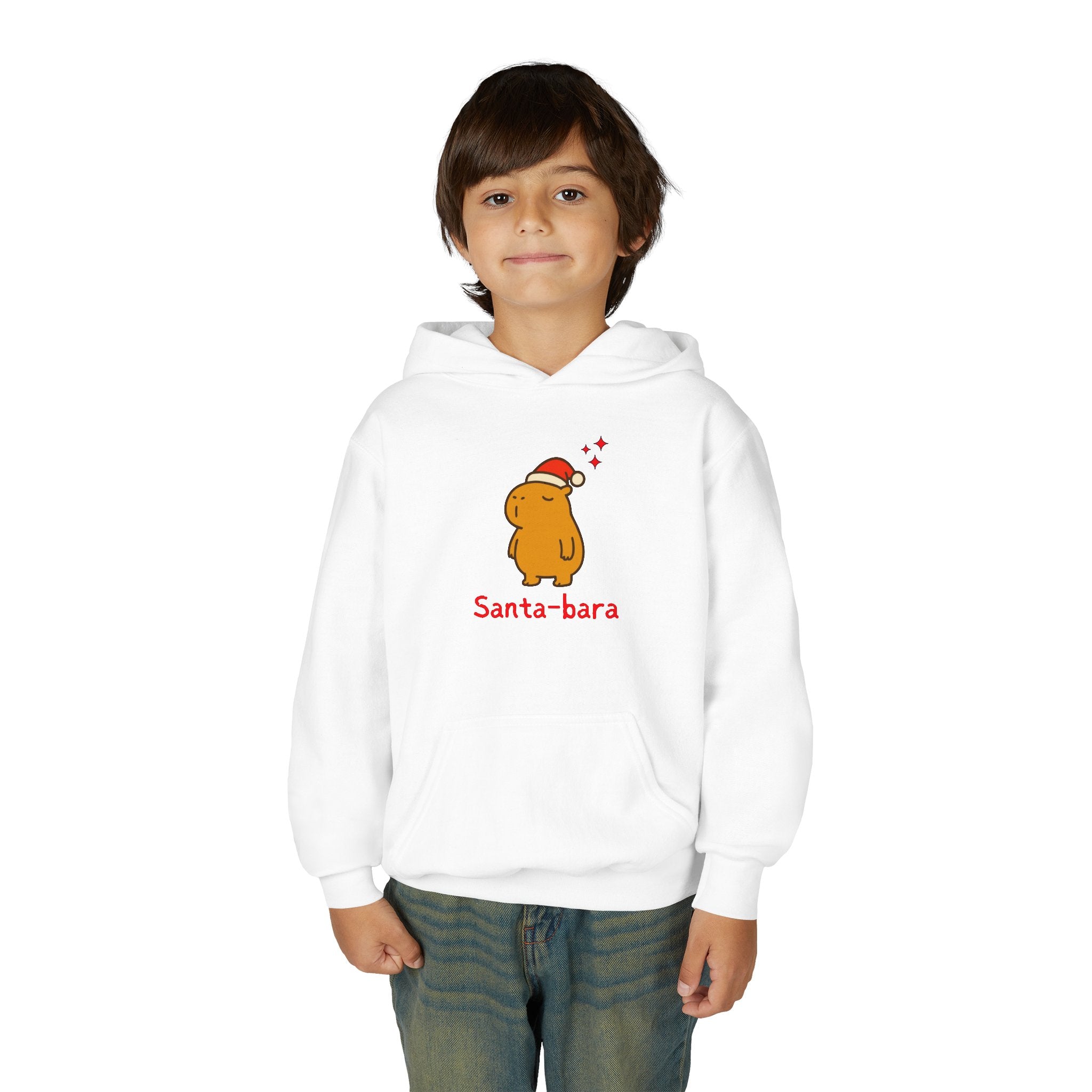 Santa-bara Kids Hoodie — Cute Christmas Capybara Hoodie for Children | Cozy Holiday Sweatshirt