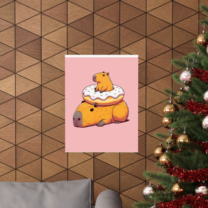 Cute & Funny Capybara Wall Art Print – Capybara Donut Bliss